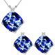 Sapphire Cushion Gem Stone Set Pendant Earring 14K Gold With G-H Diamond