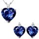 Sapphire Heart Birth Gem Stone Set Pendant Earring 14K Gold Diamond