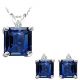 Sapphire Princess Birth Gem Stone Set Pendant Earring 14K White Yellow Gold Diamond