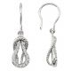 G-H Diamond Designer Charm Love Knot Hoop Dangle Earrings 14K Gold