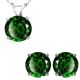 Round CZ Emerald Gem Birthstone Pendant Earring Set 14K Gold