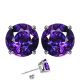 Round CZ Amethyst Birthstone Gemstone Stud Earrings 14K Gold