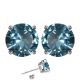 Round CZ Aquamarine Birthstone Gemstone Stud Earrings 14K Gold