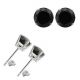 Black Real Diamond  AAA  4 Prong Basket Solitaire Stud Push Back Earring