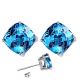 Cushion CZ Blue Topaz Birthstone Gemstone Stud Earring 14K White Yellow Gold