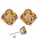 Cushion CZ Citrine Birthstone Gemstone Stud Earrings 14K White Yellow Gold