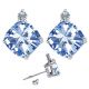 Diamond Cushion CZ Aquamarine Gemstone Earring 14K White Yellow Gold