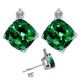 Diamond Cushion CZ Emerald Gemstone Earring 14KWhite Yellow Gold