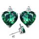 Diamond Heart CZ Emerald Gemstone Earrings 14K Gold