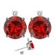 Round Diamond CZ Garnet Gemstone Earrings 14K Gold