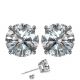 Round Cubic Zirconia Birthstone Gemstone Stud Earrings 14K Gold