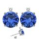 Round Diamond CZ Sapphire Gemstone Earrings 14K Gold