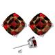 Cushion CZ Garnet Birthstone Gemstone Stud Earrings 14K White Yellow Gold