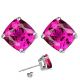 Cushion CZ Pink Topaz Birthstone Gemstone Stud Earring 14K White Yellow Gold