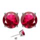 Round CZ Ruby Birthstone Gemstone Stud Earrings 14K Gold