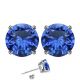 Round CZ Sapphire Birthstone Gemstone Stud Earrings 14K Gold