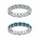 Blue & White Real Diamond Reversible Eternity Ring Band 14k Gold