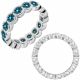 Blue Real Diamond Fine Bezel Full Eternity Band Ring 14K Gold