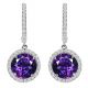 Amethyst Birthstone Hoop Huggies Halo Solitaire Round Dangling Earrings