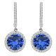 Sapphire Birthstone Hoop Huggies Halo Solitaire Round Dangling Earrings