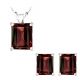 Emerald CZ Garnet Birthstone Pendant Earring Set 14K Gold