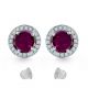 Alexandrite Gem Stone Halo Screw Back Round Earrings 14k Gold