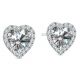 CZ Birth Gem Stone Halo Screw Back Heart Earring 14k Gold