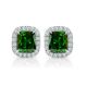 Emerald Birthstone Gem Stud Halo Solitaire Cushion Earring