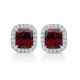 Garnet Birthstone Gem Stud Halo Solitaire Cushion Earrings