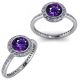 Amethyst GemStone Halo Engagement Fine Ring 14K Gold