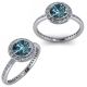 Aquamarine GemStone Halo Solitaire Fine Ring 14K Gold