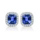 Sapphire Gem Stone Stud Halo Screw Back Heart Earring 14k Gold