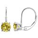 Citrine 6mm Round CZ Lever Back Dangling 14K Gold Earrings