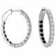 G-H And Black Diamond Hoop Huggies Eternity 14K Gold Earring