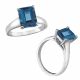 Blue Emerald Diamond Solitaire Engagement Bridal Ring 14K Gold