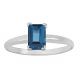 Blue Emerald Diamond Solitaire Engagement Bridal Ring 14K Gold