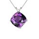 8mm Cushion CZ Amethyst Birthstone Gemstone Pendant Necklace 14K Gold