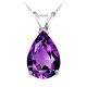 Pear CZ Amethyst Birthstone Gemstone Pendant Necklace 14K Gold