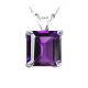 Princess CZ Amethyst Birthstone Gemstone Pendant 14K Gold