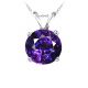 Round CZ Amethyst Birthstone Gemstone Pendant Necklace 14K Gold