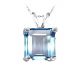 Princess CZ Aquamarine Birthstone Gemstone Pendant 14K Gold