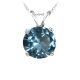 Round CZ Aquamarine Birthstone Gemstone Pendant Necklace 14K Gold