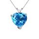 Heart CZ Blue Topaz Birthstone Gemstone Pendant Necklace 14K Gold