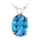 Oval CZ Blue Topaz Birthstone Gemstone Pendant  14K Gold