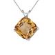 8mm Cushion CZ Citrine Birthstone Gemstone Pendant Necklace 14K Gold