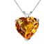 Heart CZ Citrine Birthstone Gemstone Pendant Necklace 14K Gold