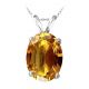 Oval CZ Citrine Birthstone Gemstone Pendant Necklace  14K Gold