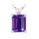 Diamond Emerald CZ Amethyst Gemstone Pendant 14K Gold