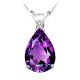 Diamond Pear CZ Amethyst Gemstone Pendant 14K Gold