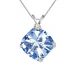 0.01 Carat Diamond Cushion CZ Aquamarine Gemstone Pendant 14K Gold